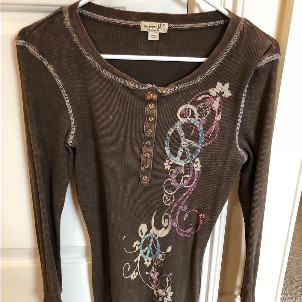 Long sleeve embellished Henley